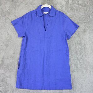 Madewell Dress Womens Medium Blue 100% Linen Collared Short Sleeve Shift Tunic